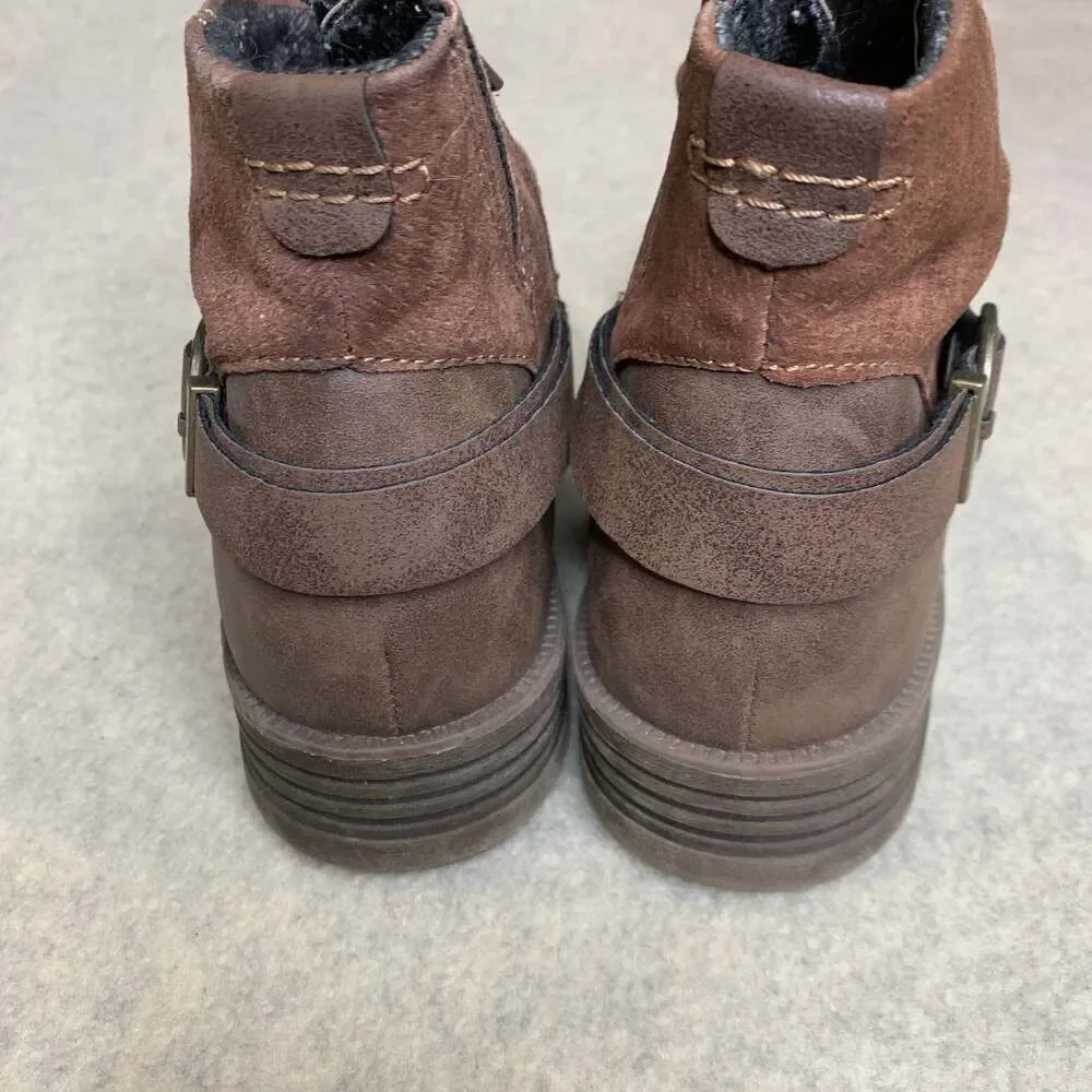 Earth Origins Paige Brown Leather and Suede Slouch Ankle Boots